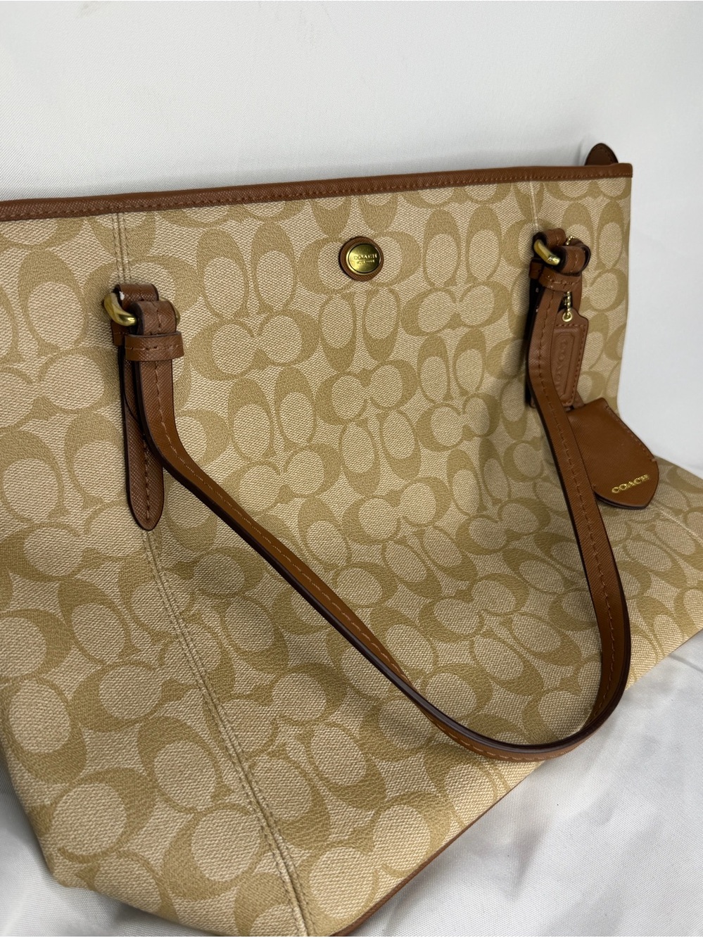 Coach Beige and Brown Signature Tote
